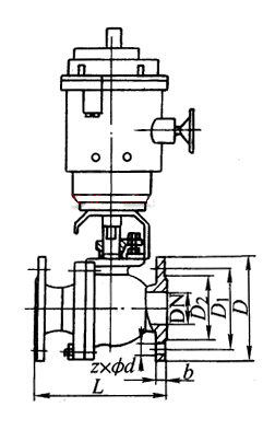 Q941Y 型 PN16~PN63 浮動硬密封電動球閥結構圖