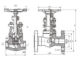J41H-300LB美標焊接截止閥結構圖