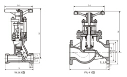 WJ41H、WJ41W 型 PN16~PN40 波紋管截止閥結構圖片